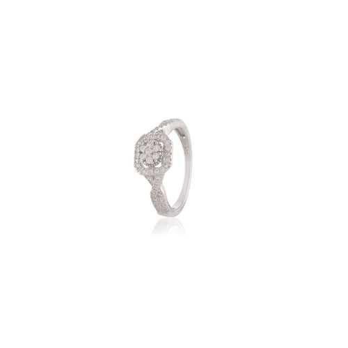 925 octagon Cz  silver  Ring 0010