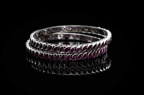 Gauri 925 Cut Stone Silver Bangles 0036