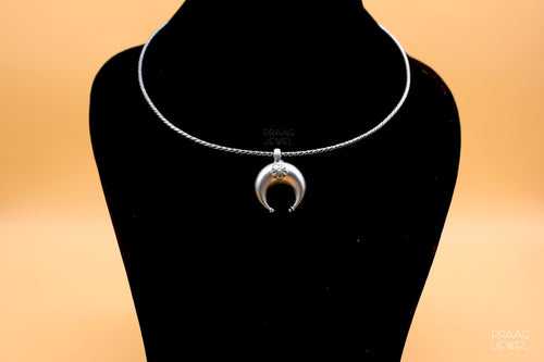 Crescent Moon 925 Silver Pendant Necklace With Oxidized Polish 0088
