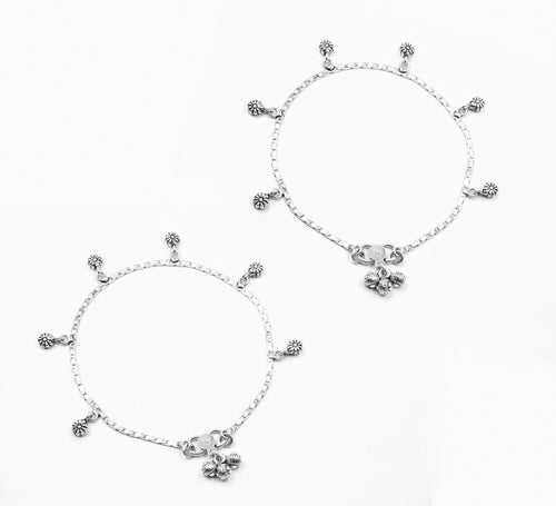 Akira 925 Silver Anklet With Oxidized Polish 0021