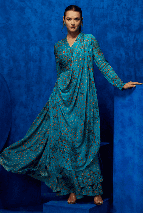 Azure Blossom- Victorian Drape Gown