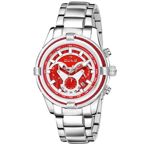 Duke Solid Stainless Steel Strap Chronograph Men Watch Red Dial (DK4001CRM02C)