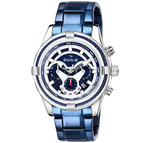 Duke Solid Stainless Steel Strap Chronograph Men Watch Blue Dial (DK4007CRM02C)