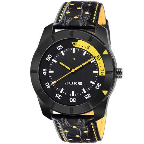 Duke Black & Yellow Analogue Display Black Leather Strap Men Formal Watch (DK505RM01S)