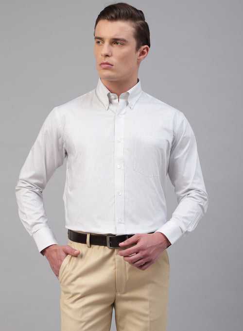 White 100% Cotton Stripe Button Down  Formal Shirt