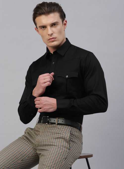 Black 100% Cotton Structured Designer Shirt