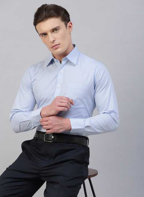 Light Blue 100% Cotton Structured Formal Shirt