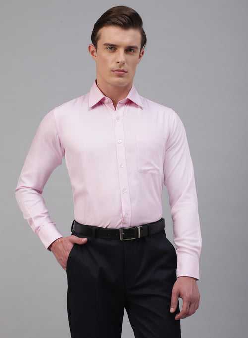 Pink Bamboo Rayon Solid Formal Shirt
