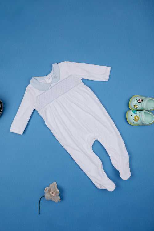 One Friday Infants Girls White Peter Pan Cotton Sleepsuit