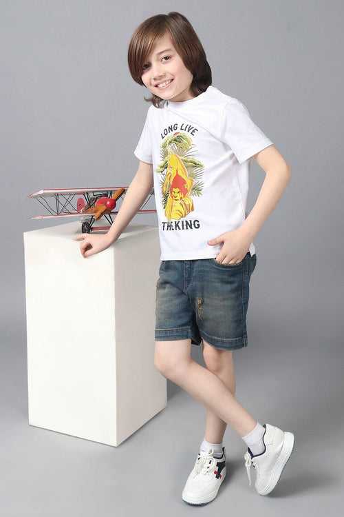 One Friday Kids Boys Disney's Lion King Printed Round Neck White T-Shirt