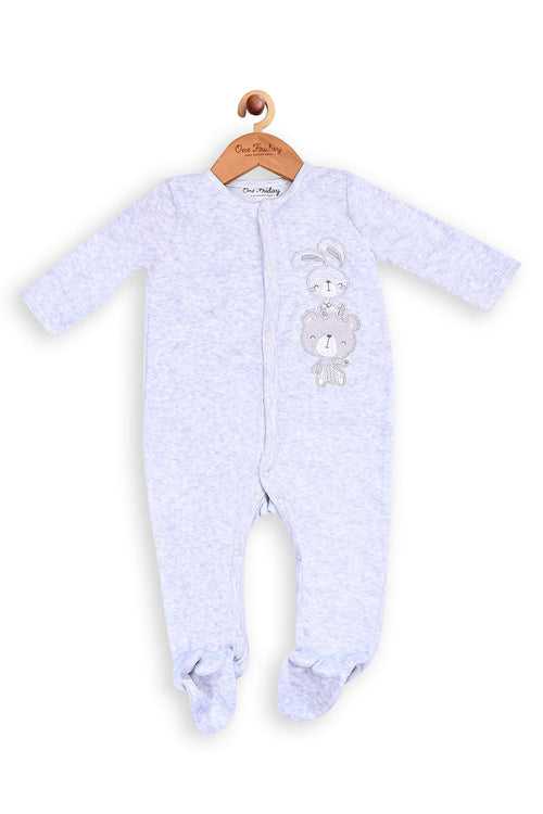 One Friday Baby Boys Grey Front Open Romper