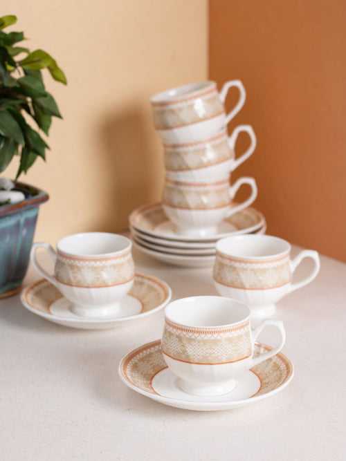 JCPL Karina Super Cup & Saucer, 155ml, Set of 12 (6 Cups + 6 Saucers) (S351)