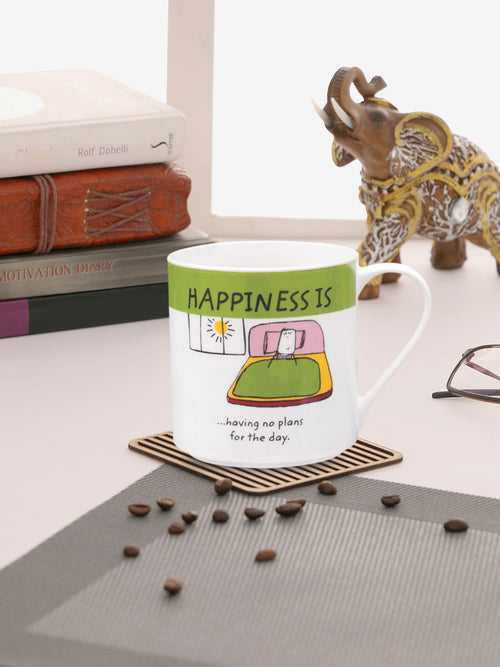 Happiness Having No Plans Ceramic Coffee/ Milk Mug 300ml 1 Piece