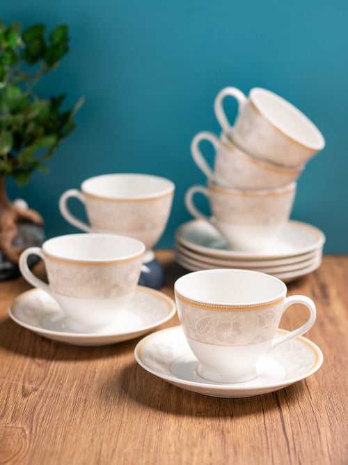 King Super Cup & Saucer, 160 ml, Set of 12 (6 Cups + 6 Saucers) (S388)