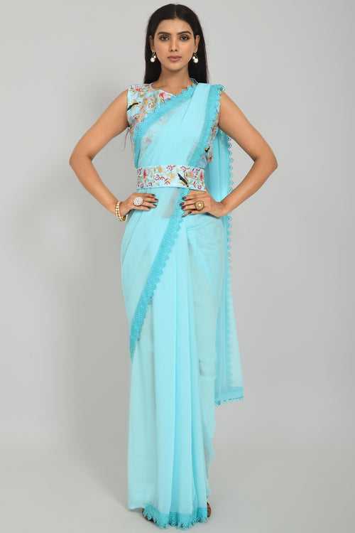 Buy Sky Blue Saree Online In India