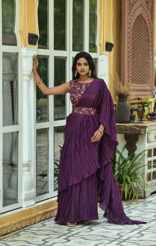 Buy Wine Colour Saree Online At Best Prices