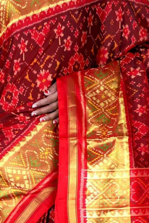 Maroon and Red Patola Saree