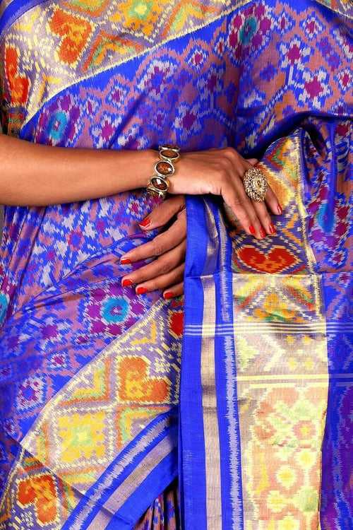 Blue with Copper Patola Saree