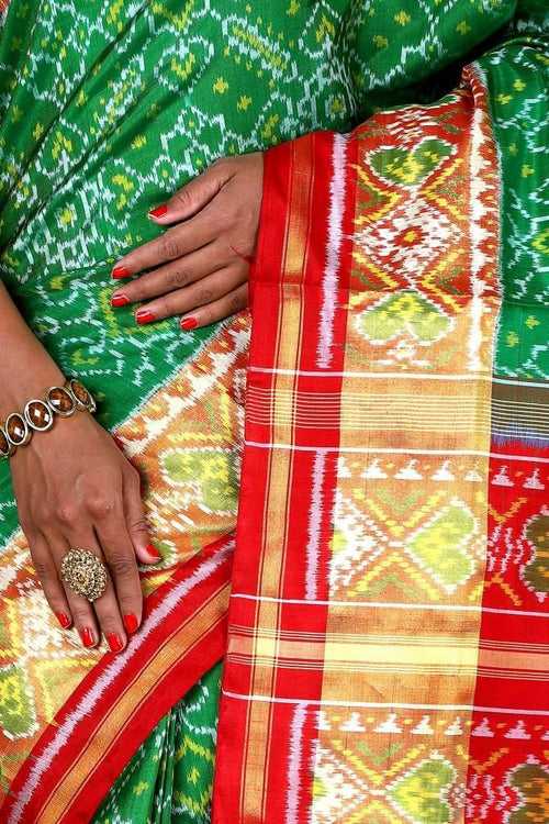 Green and Red Patola Saree