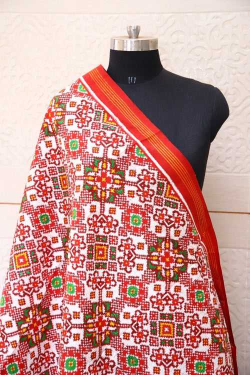 White Navatna Patan Patola Dupatta