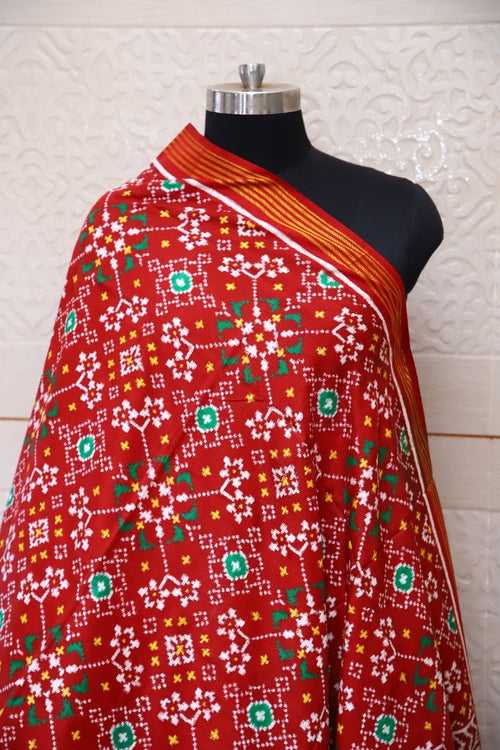 Maroon Double Ikat Navratna Dupatta