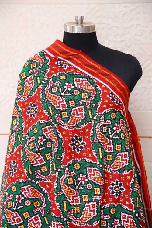 Green FIshbhat Double Ikat Patola Dupatta