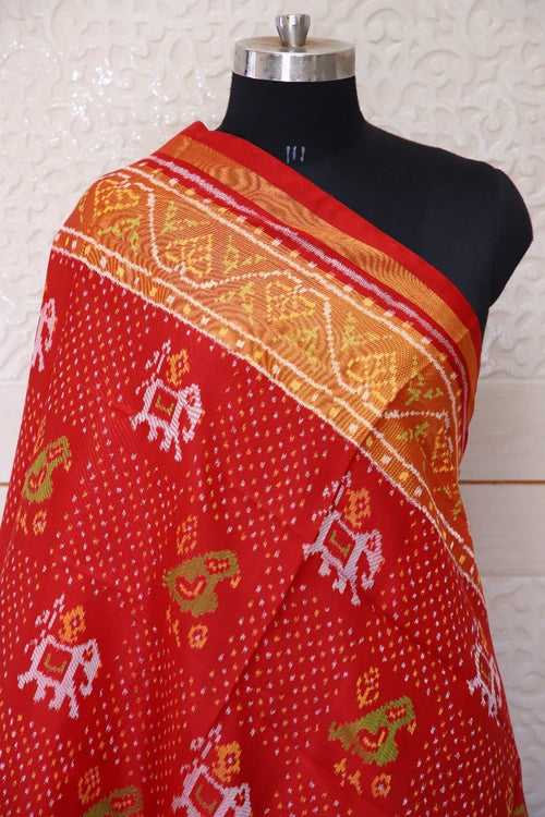 Traditional Hathi Popat design in Red Colour Dupatta