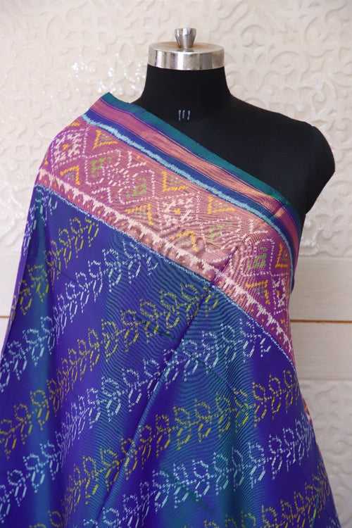 Traditional Ambadal Lehriya design in Green and blue combination