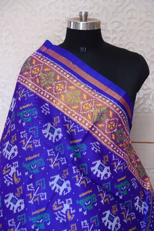 Traditional hathi popat design in blue colour