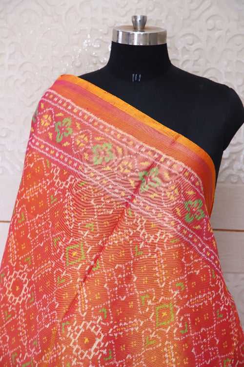 Traditional Navratna and Manekchowk design in yellow and pink colour Dupatta