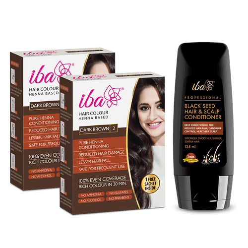 Iba Hair Color – Dark Brown (Pack of 2) + Black Seed Conditioner