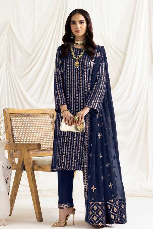 Blue Full Embroidered Georgette Pakistani Salwar Kameez With Beautiful Dupatta Work