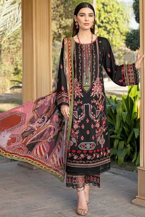 Designer Black Pure Cotton Pakistani Salwar Kameez With Printed Dupatta