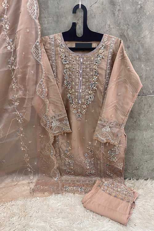 Light Coco Ready To Wear Heavy Organza Pakistani Tunic Style With Lovely Dupatta Work