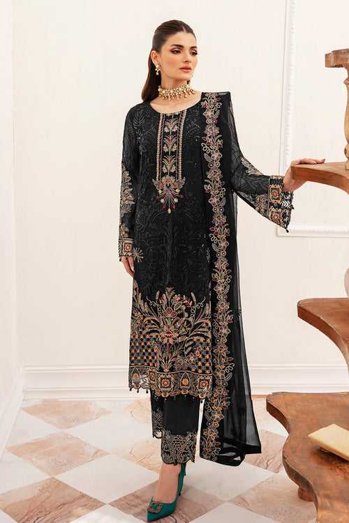 Luxurious Black Georgette Pakistani Salwar Kameez With Beautiful Embroidery Work