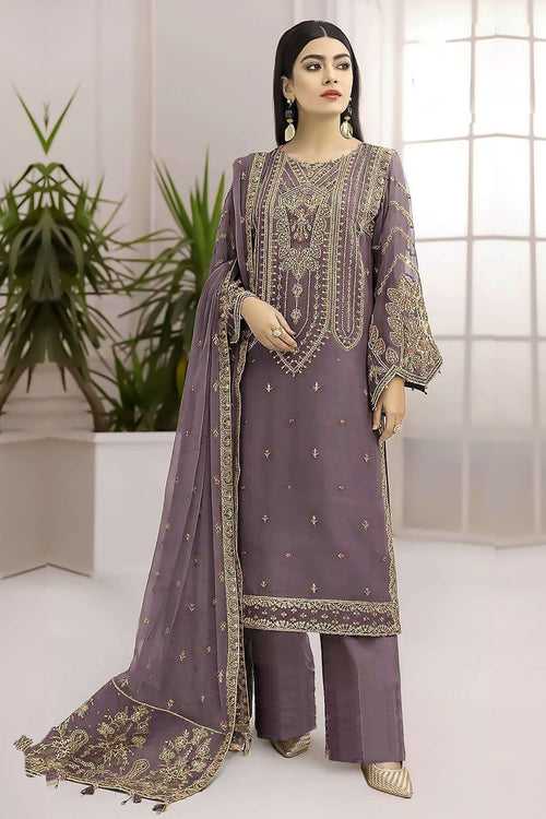 New Collection Pakistani Salwar Kameez Mint Lavender With Heavy Flower Embroidery Dupatta
