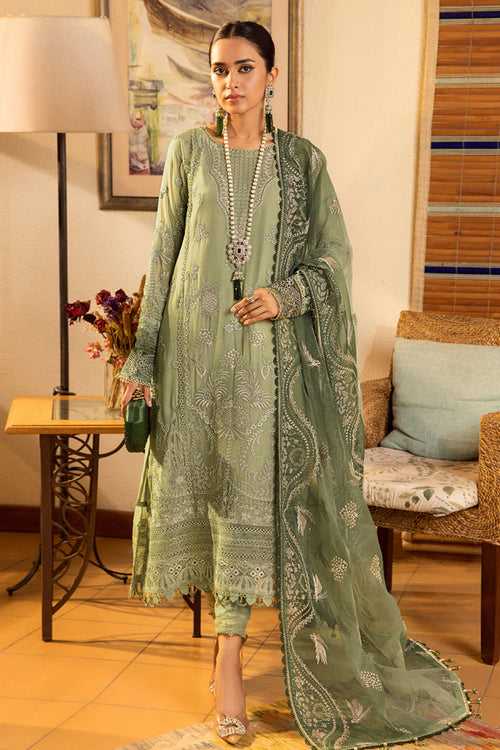 Pista Green Embroidered Pakistani Style Salwar Kameez With Contrast Beautiful Embroidery Work