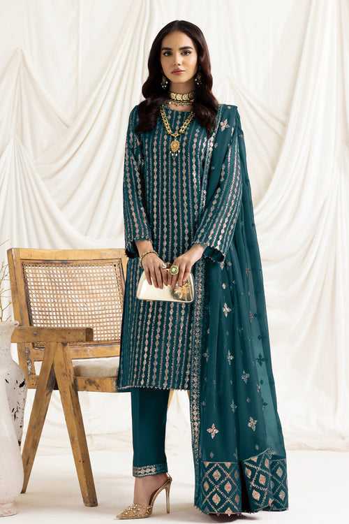 Rama Full Embroidered Georgette Pakistani Salwar Kameez With Beautiful Dupatta Work