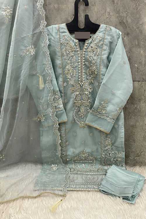 Summer Special Organza Rama Ready To Wear Pakistani Tunic Style With Lovely Dupatta Work