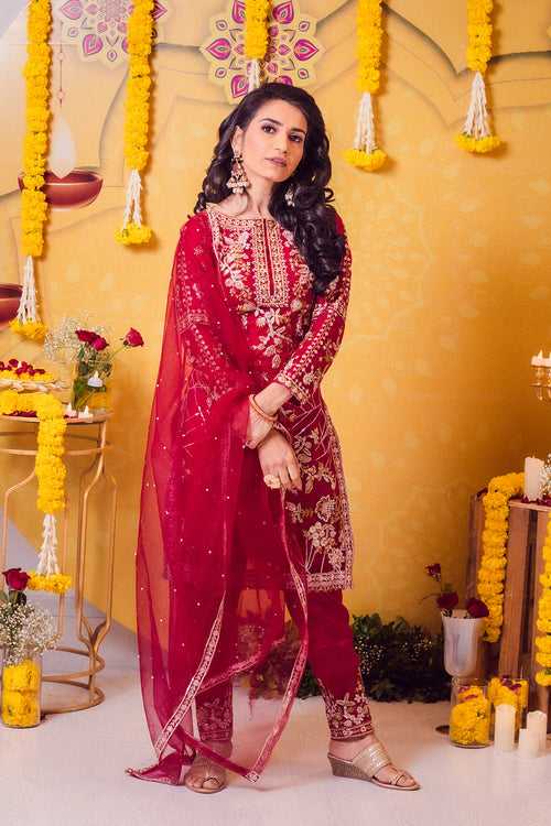 Party Wear Dark Pink Designer Salwar Suit With Work Dupatta