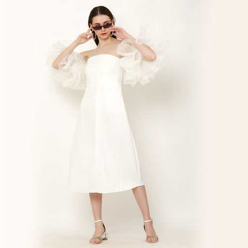 Fairy OffShoulder A Line Dress - White