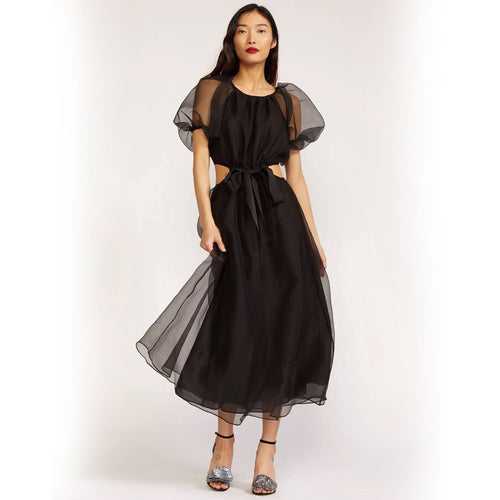 Stunning Side Cut Organza Dress – Black