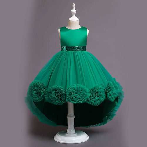 Birthday Girl Dress With Flower Bow – Green