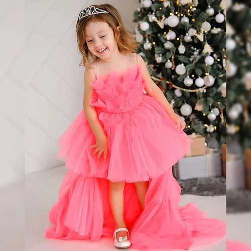 Princess Ruffle Trail Dress – Pink