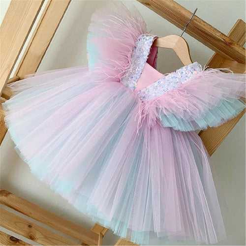 Puffy Glitter A-line Dress – Unicorn