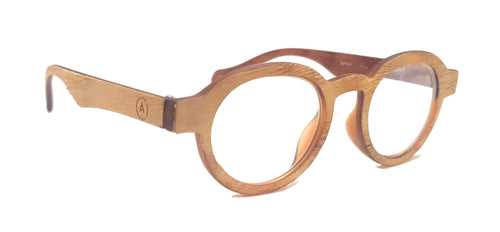 Affaires Round Wooden Finish Reading Eyeglasses Suitable For Near Vision With Soft Sleeve Case ( Woodie / Maple Brown )