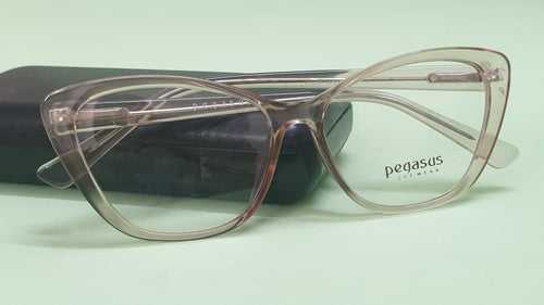 Pegasus Cateye Eyeglasses Spectacle LH3008 with Power ANTI-GLARE-Reflective Glasses Transparent Brown PE-022