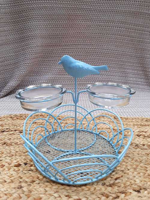 Snack Basket With Glass Bowls