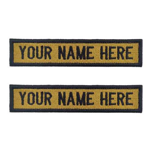 Embroidered Police Name Tab (Khaki Background & Black Letters) - Set of 2