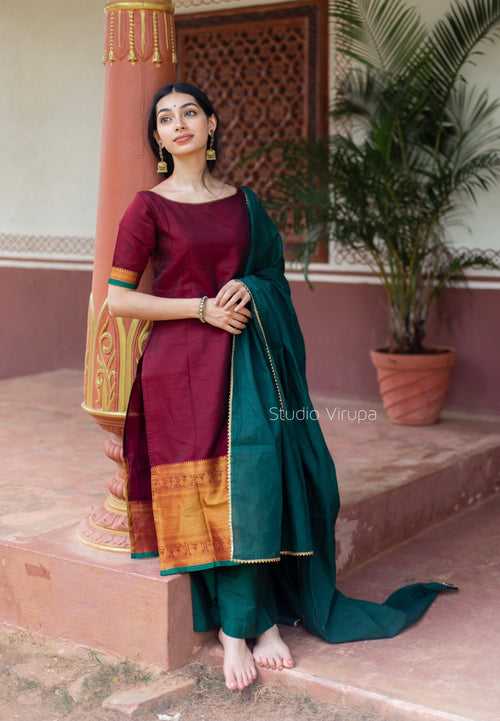 Abitha (Maroon) - Kurta